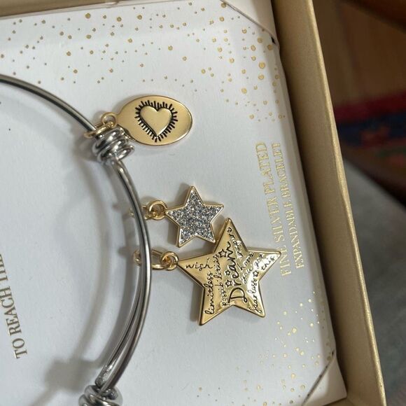 NIB New in Box Footnotes Dream Silver Plated Expandable Bracelet Gift - Picture 5 of 7